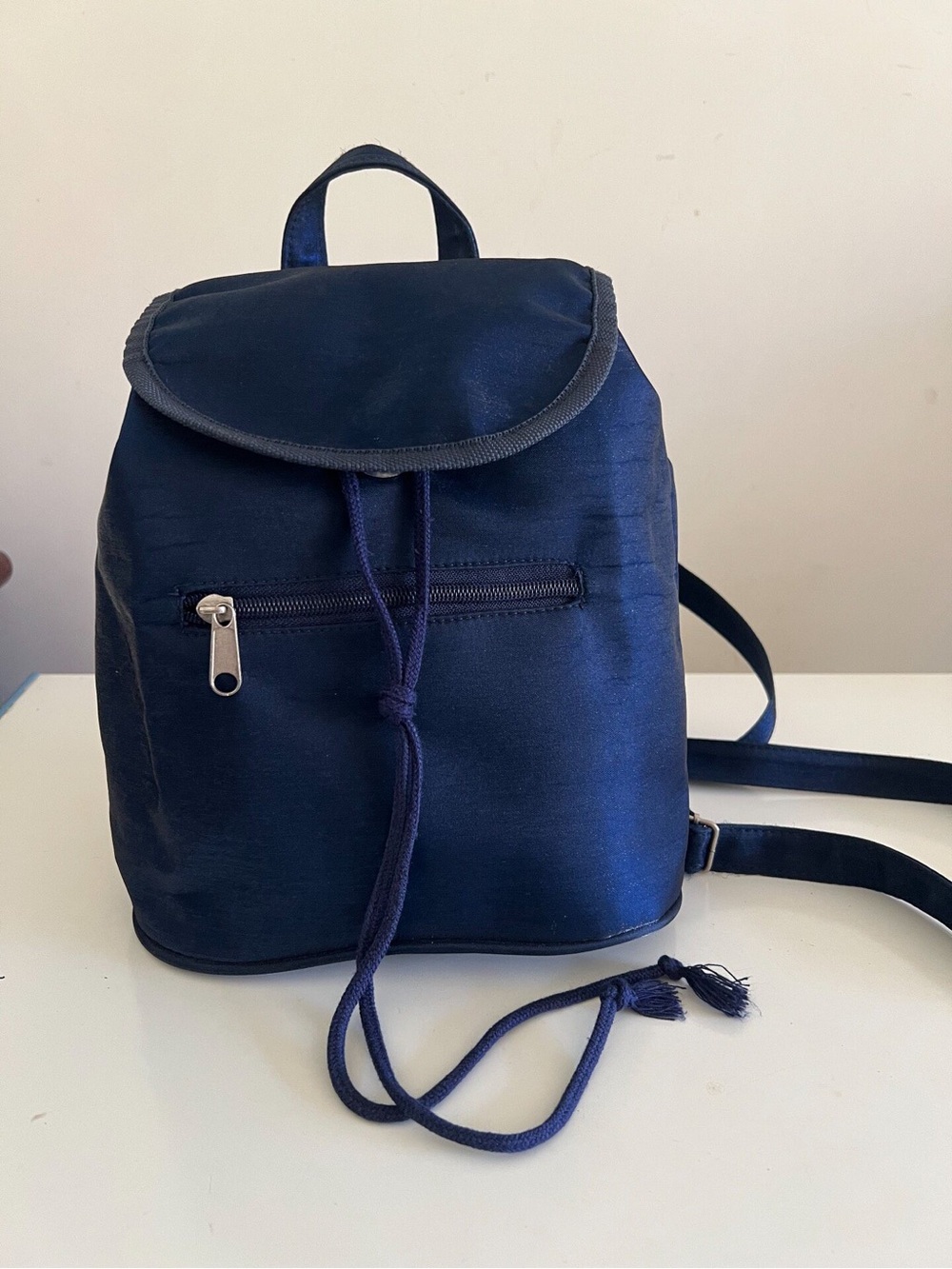 Women's Navy Drawstring Backpack - Picture 9 of 10